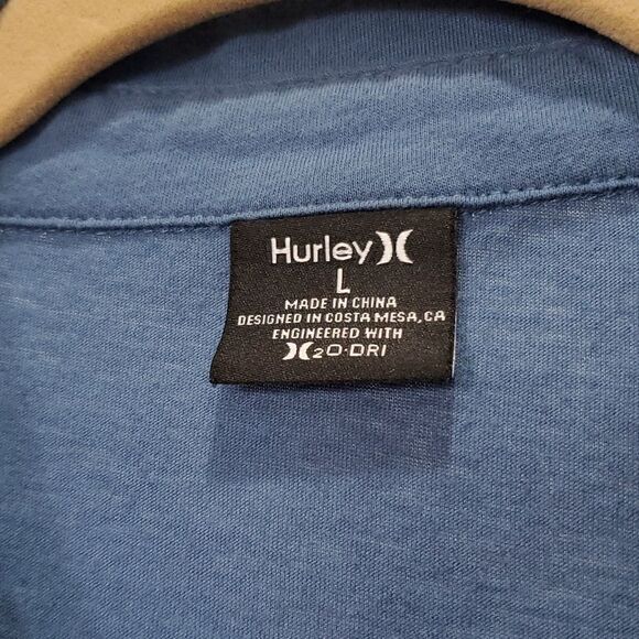 Hurley Solid Blue Mens Polo Shirt, H2O DRI Ace, size Large - Picture 3 of 5